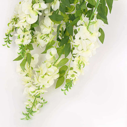 AliKopy 55" Cream Silk Wisteria Vine Chandelier - Interchangeable Bran