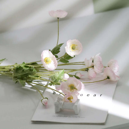 AliKopy 33" Blush Artificial Silk Poppy Bouquet - 2 Stems, Realistic L