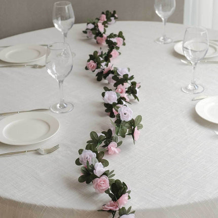 Très Elite 2 Pack 8ft Blush Dusty Rose Silk Flower Garland - 45 Flower