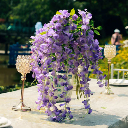 AliKopy 5 Pack 44" Purple Silk Wisteria Flower Garlands - Realistic De
