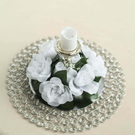 AliKopy 4 Pack 3" White Silk Rose Flower Candle Rings - Elegant Decor