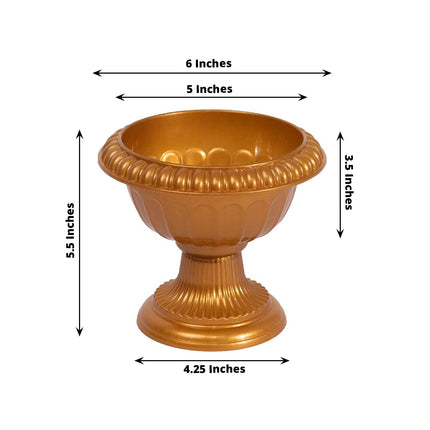 AliKopy 4-Pack Roman Style Gold Flower Pot Vases - 6" Classic Urn Plan