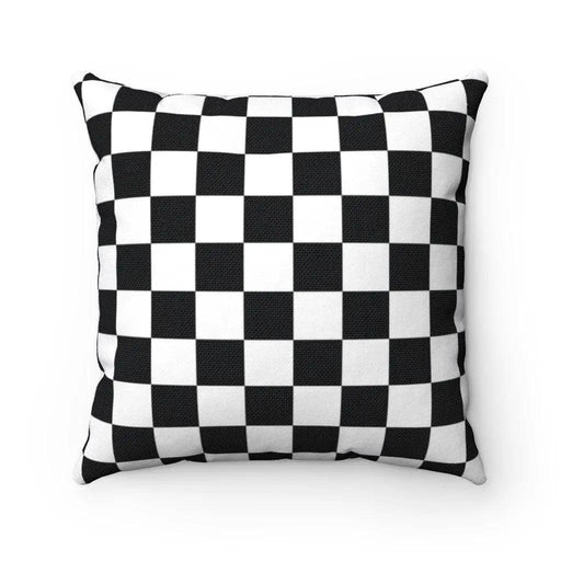 Rose on Black and white checkered decorative cushion cover