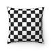 Rose on Black and white checkered decorative cushion cover