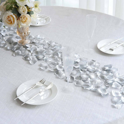 AliKopy 500-Pack Silver Silk Rose Petals - Round Design, Table Decor