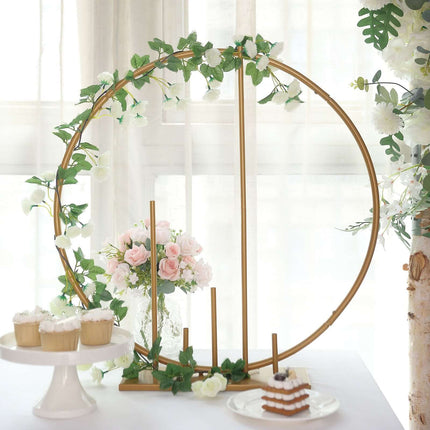 AliKopy 24" Gold Floral Hoop Centerpiece - Self-Standing Balloon Arch