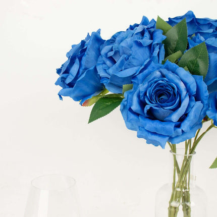 AliKopy 17" Royal Blue Silk Jumbo Rose Bouquet - Premium Quality, Wedd