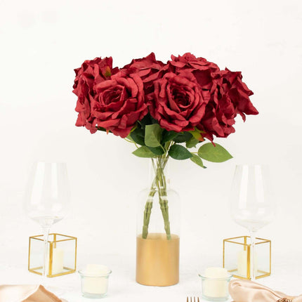 AliKopy 17" Burgundy Jumbo Silk Rose Bouquet - Premium Quality Floral