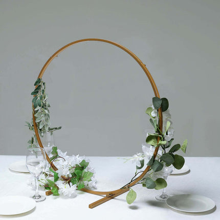 AliKopy 24" Gold Metal Round Wedding Arch Centerpiece - Elegant Table