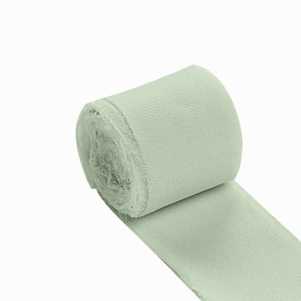 AliKopy 2 Pack Sage Green Silk-Like Chiffon Ribbon, 6 Yards Each, DIY