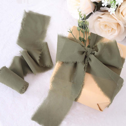 AliKopy 2 Pack Dusty Sage Green Silk-Like Chiffon Ribbon, 6 Yards Each