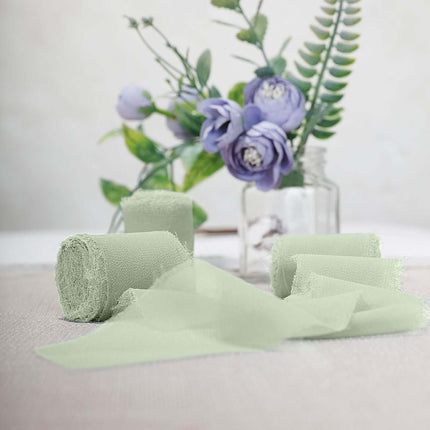 AliKopy 2 Pack Sage Green Silk-Like Chiffon Ribbon, 6 Yards Each, DIY