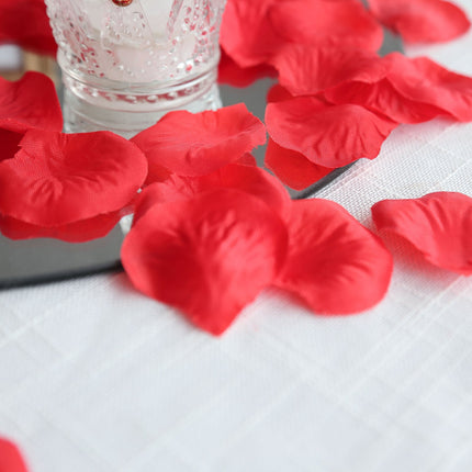AliKopy 500-Pack Red Silk Rose Petals - Round Design, Table Decor