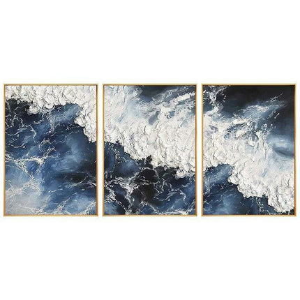 Serenity Waves Handpainted Acrylic Ocean Canvas Art for Stylish Home Decor
