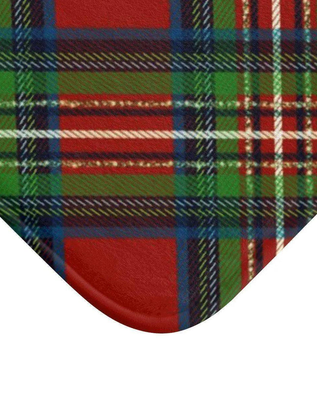 Festive Plaid Memory Foam Bath Mat Set with Non-Slip Backing - Holiday Collection