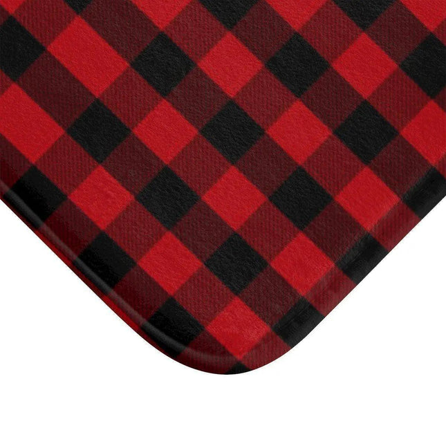 Festive Christmas Plaid Memory Foam Bath Mat - Cozy Up Your Holiday Bathroom