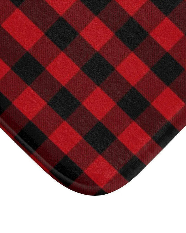 Festive Christmas Plaid Memory Foam Bath Mat - Cozy Up Your Holiday Bathroom