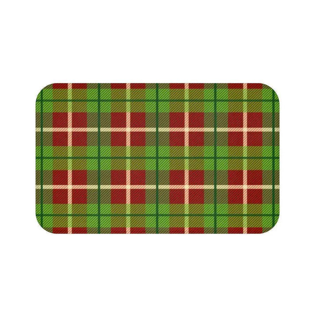 Festive Holiday Plaid Memory Foam Bath Mat - Transform Your Bathroom into a Cozy Christmas Retreat