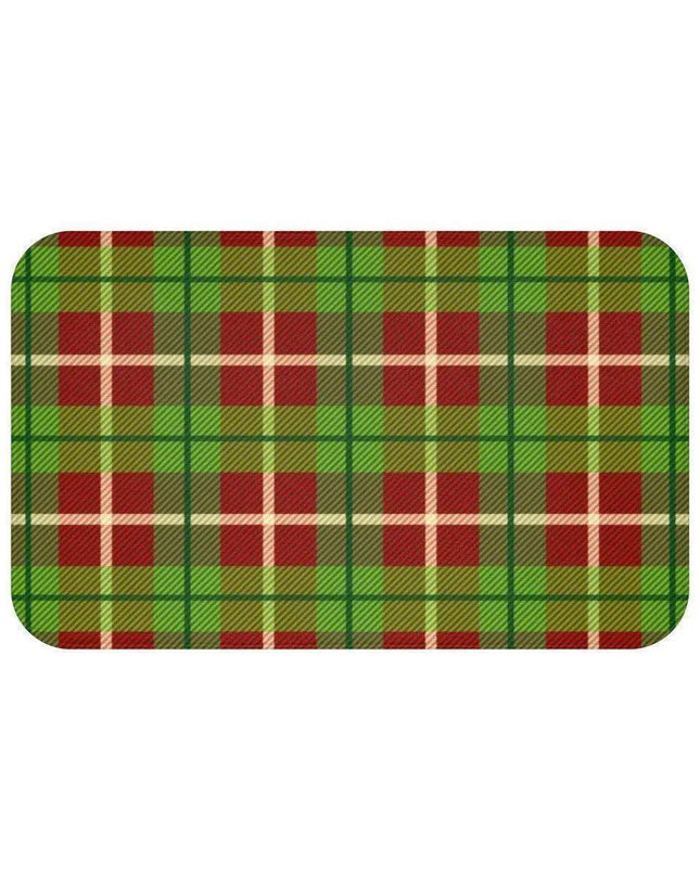 Festive Holiday Plaid Memory Foam Bath Mat - Transform Your Bathroom into a Cozy Christmas Retreat