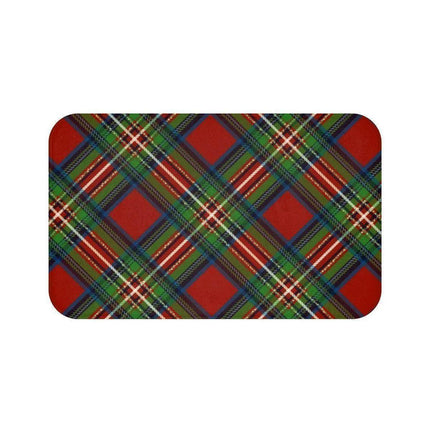 Festive Plaid Memory Foam Bath Mat Set with Non-Slip Backing - Holiday Collection