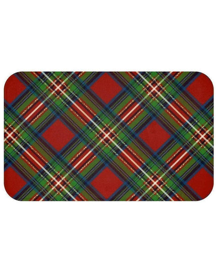 Festive Plaid Memory Foam Bath Mat Set with Non-Slip Backing - Holiday Collection