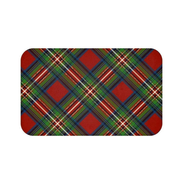 Festive Plaid Memory Foam Bath Mat Set with Non-Slip Backing - Holiday Collection