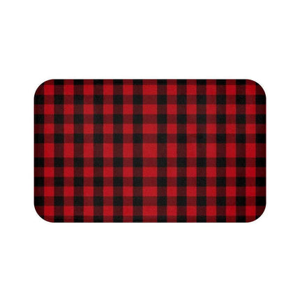 Festive Christmas Plaid Memory Foam Bath Mat - Cozy Up Your Holiday Bathroom