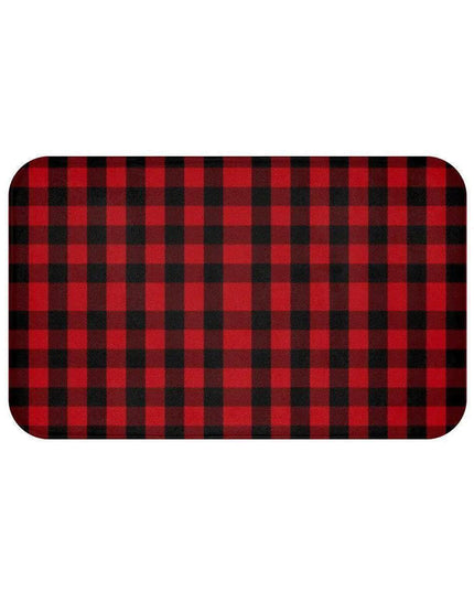 Festive Christmas Plaid Memory Foam Bath Mat - Cozy Up Your Holiday Bathroom