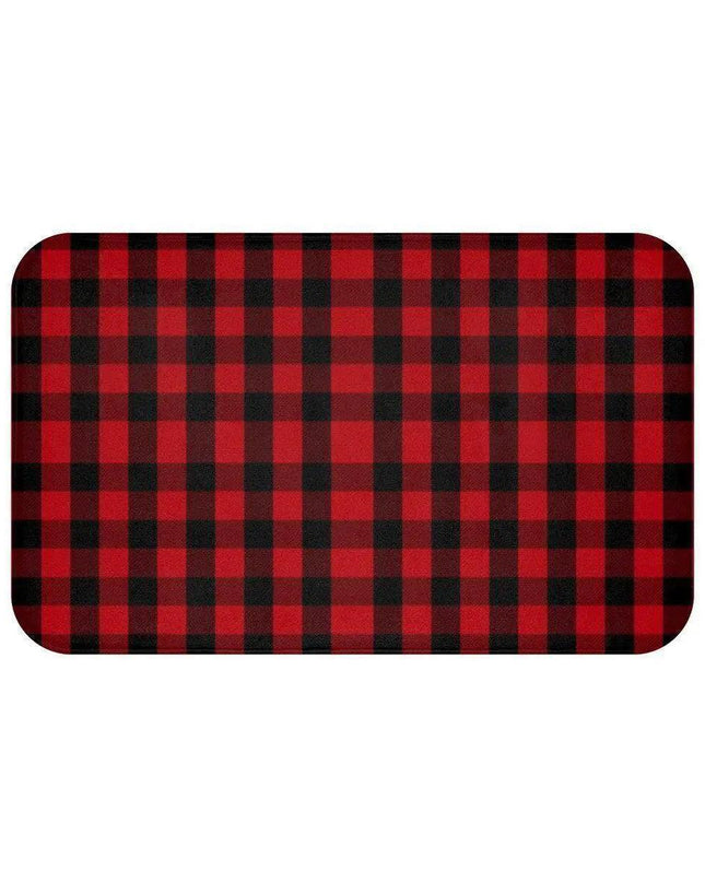 Festive Christmas Plaid Memory Foam Bath Mat - Cozy Up Your Holiday Bathroom