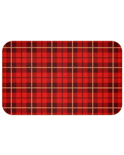 Festive Holiday Plaid Memory Foam Bath Rug