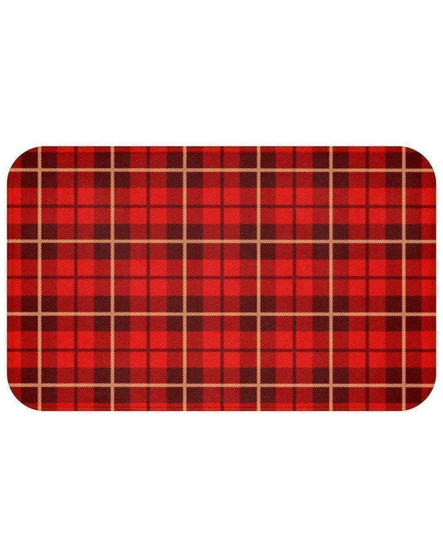Festive Holiday Plaid Memory Foam Bath Rug