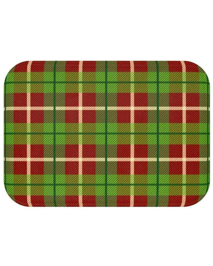 Festive Holiday Plaid Memory Foam Bath Mat - Transform Your Bathroom into a Cozy Christmas Retreat