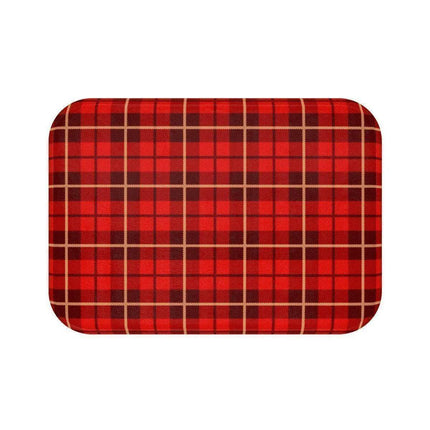 Festive Holiday Plaid Memory Foam Bath Rug