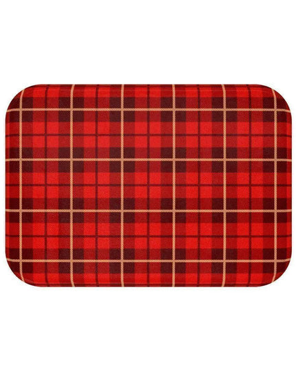 Festive Holiday Plaid Memory Foam Bath Rug