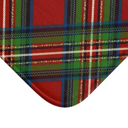 Festive Plaid Memory Foam Bath Mat Set with Non-Slip Backing - Holiday Collection