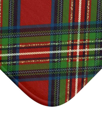 Festive Plaid Memory Foam Bath Mat Set with Non-Slip Backing - Holiday Collection