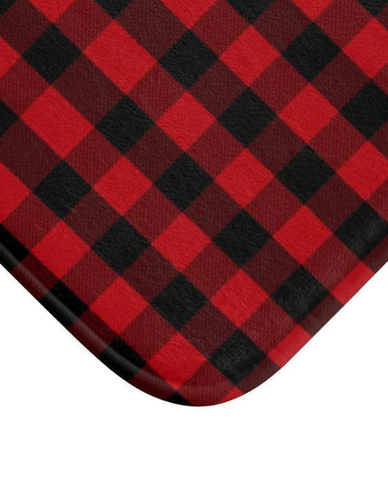 Festive Christmas Plaid Memory Foam Bath Mat - Cozy Up Your Holiday Bathroom
