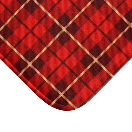Festive Holiday Plaid Memory Foam Bath Rug