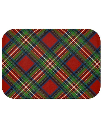 Festive Plaid Memory Foam Bath Mat Set with Non-Slip Backing - Holiday Collection