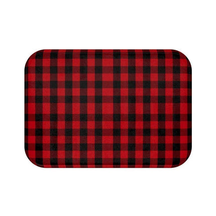Festive Christmas Plaid Memory Foam Bath Mat - Cozy Up Your Holiday Bathroom
