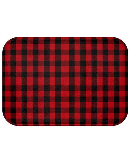 Festive Christmas Plaid Memory Foam Bath Mat - Cozy Up Your Holiday Bathroom