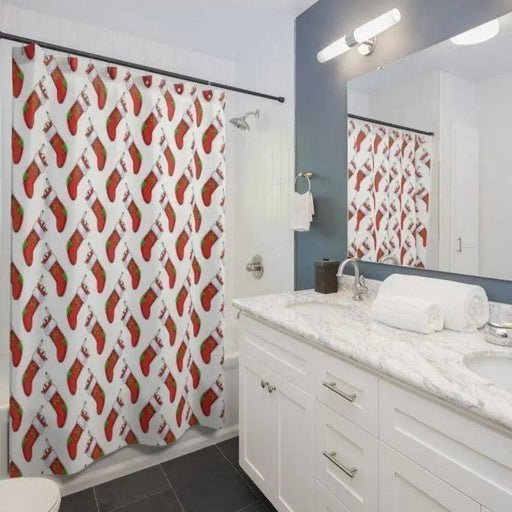 Festive Holiday Bathroom Upgrade - Artistic Christmas Shower Curtain