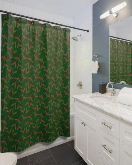 Festive Cheer Christmas Shower Curtain - Bright and Colorful Holiday Bathroom Decor