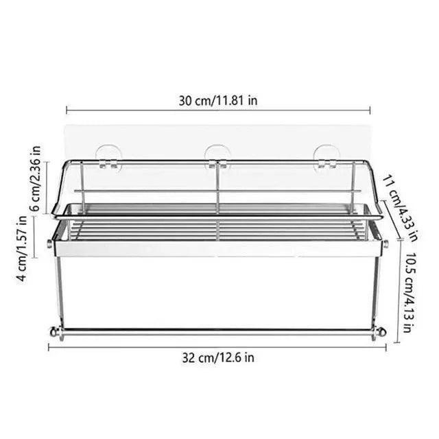Sleek Stainless Steel Wall-Mounted Kitchen Organizer with Integrated Paper Towel Holder