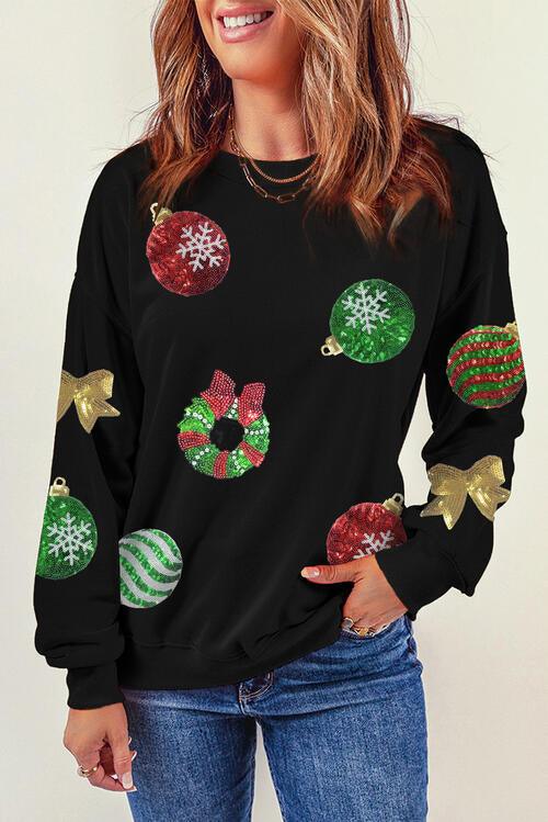 Festive Sequin Christmas Sweatshirt with Shimmer Detail