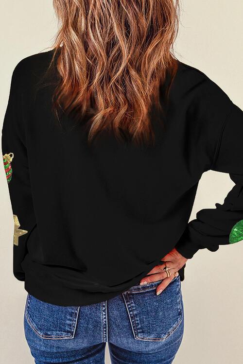 Festive Sequin Christmas Sweatshirt with Shimmer Detail