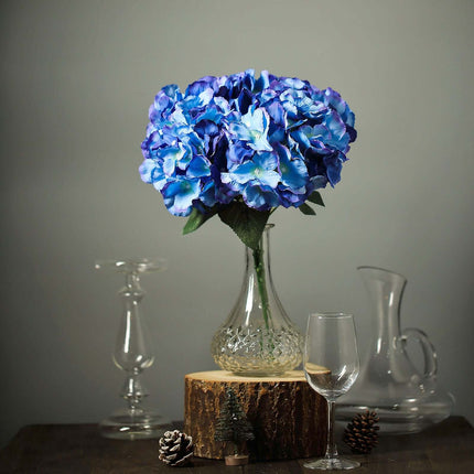 AliKopy Royal Blue Artificial Silk Hydrangea Bouquets - Set of 5, Real