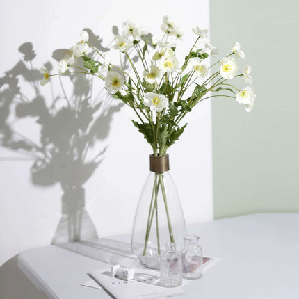 AliKopy 33" Ivory Silk Poppy Flower Bouquet - 2 Stems, Realistic Look