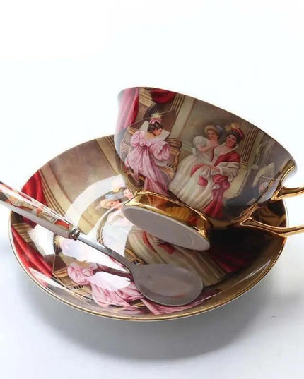 Chic Vintage Bone China Coffee Mug Set - Set of 2