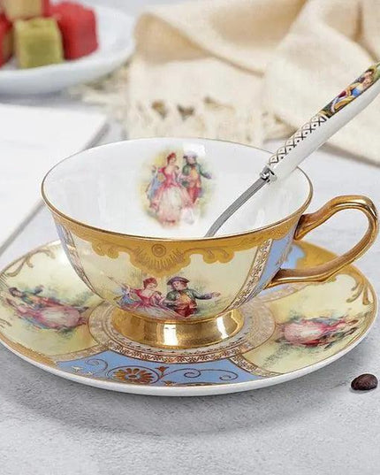 Chic Vintage Bone China Coffee Mug Set - Set of 2